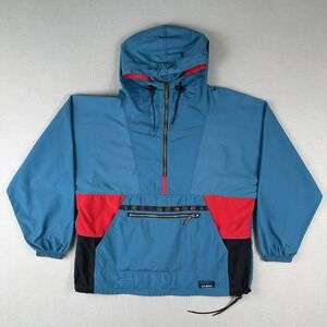 Vintage 90s LL Bean Anorak Pullover Jacket Women's Medium Green Hooded Pullover